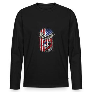 Usa american flag 4th of july falconer - Men's Premium Organic Long Sleeve Shirt - black - Front - Nico (187cm)