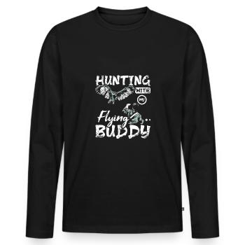 Hunting with my flying buddy Falconer - Men's Premium Organic Long Sleeve Shirt - black - Front - Nico (187cm)