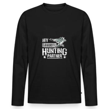 My favorite hunting partner Falconer - Men's Premium Organic Long Sleeve Shirt - black - Front - Nico (187cm)