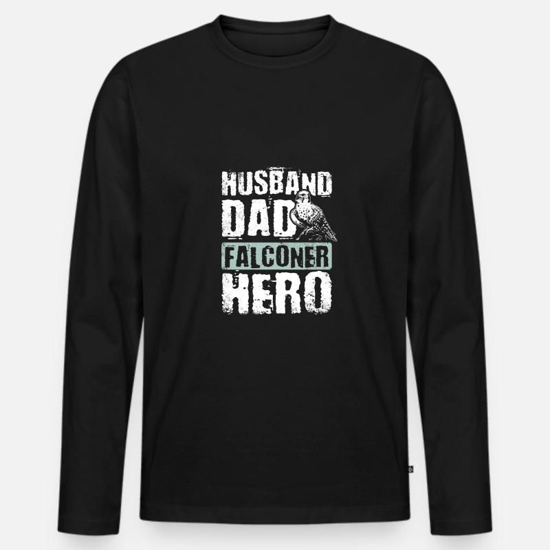 Husband dad falconer hero - Männer Premium Bio Langarmshirt - Schwarz
