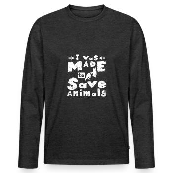 I was made to save animals - Männer Premium Bio Langarmshirt - Anthrazit meliert - Vorne - Nico (187cm)