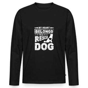 My heart belongs to a rescue dog - Männer Premium Bio Langarmshirt - Schwarz - Vorne - Nico (187cm)