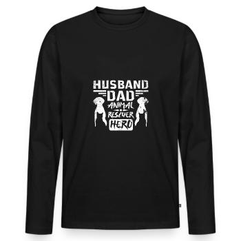 Husband dad animal rescuer hero - Männer Premium Bio Langarmshirt - Schwarz - Vorne - Nico (187cm)