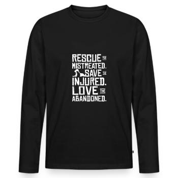 Rescue the mistreated love the abandoned - Männer Premium Bio Langarmshirt - Schwarz - Vorne - Nico (187cm)