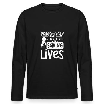 Pet rescue Pawsitively saving lives - Männer Premium Bio Langarmshirt - Schwarz - Vorne - Nico (187cm)