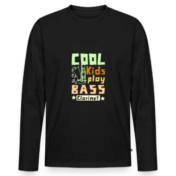 Pour les enfants, Cool Kids joue de la clarinette basse - T-shirt manches longues Premium bio Homme - noir - Devant - Nico (187cm)
