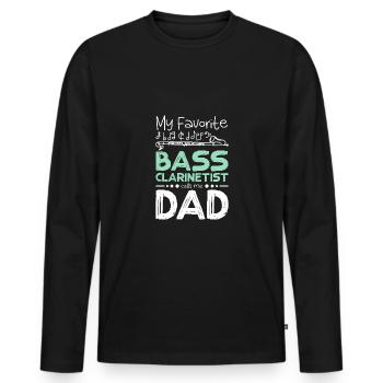 Mon clarinettiste basse préféré m’appelle papa - T-shirt manches longues Premium bio Homme - noir - Devant - Nico (187cm)