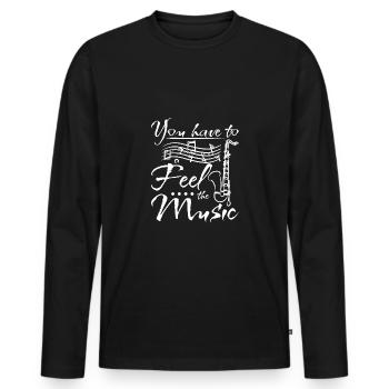 Il faut sentir la musique de la clarinette basse - T-shirt manches longues Premium bio Homme - noir - Devant - Nico (187cm)