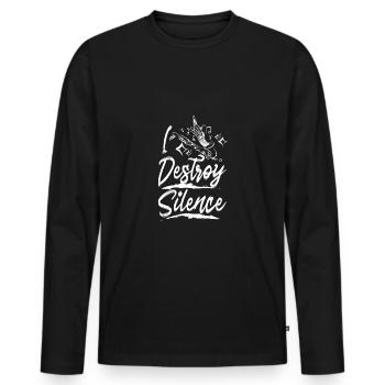 Je détruis le silence clarinette basse - T-shirt manches longues Premium bio Homme - noir - Devant - Nico (187cm)