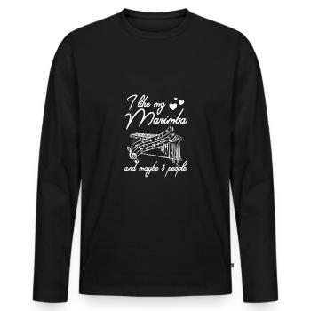 I like my marimba and maybe 3 people - Männer Premium Bio Langarmshirt - Schwarz - Vorne - Nico (187cm)