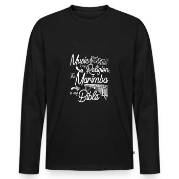 Music is my religion the marimba is my bible - Männer Premium Bio Langarmshirt - Schwarz - Vorne - Nico (187cm)