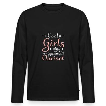Des filles cool jouent de la clarinette - T-shirt manches longues Premium bio Homme - noir - Devant - Nico (187cm)