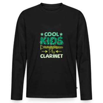 Pour les enfants Des enfants cool jouent de la clarinette - T-shirt manches longues Premium bio Homme - noir - Devant - Nico (187cm)