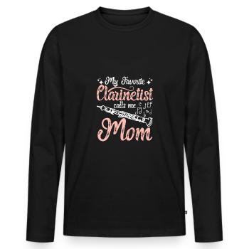Mother's day My favorite clarinetist calls me mom - Men's Premium Organic Long Sleeve Shirt - black - Front - Nico (187cm)