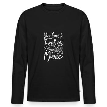 Il faut sentir la musique du clarinettiste - T-shirt manches longues Premium bio Homme - noir - Devant - Nico (187cm)