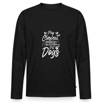 Propriétaire de chien, chiens de compagnie jouant de la clarinette - T-shirt manches longues Premium bio Homme - noir - Devant - Nico (187cm)