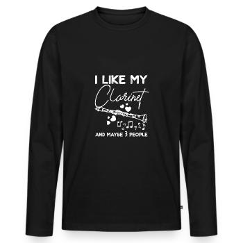 J'aime ma clarinette et peut-être 3 personnes - T-shirt manches longues Premium bio Homme - noir - Devant - Nico (187cm)