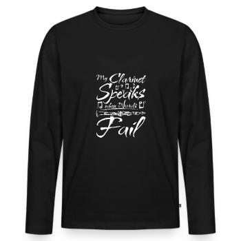 My clarinet speaks when words fail - Men's Premium Organic Long Sleeve Shirt - black - Front - Nico (187cm)