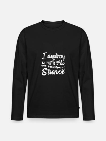 I destroy silence clarinetist - Men's Premium Organic Long Sleeve Shirt - black