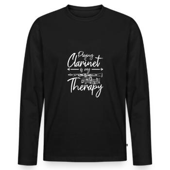 Jouer de la clarinette est ma thérapie - T-shirt manches longues Premium bio Homme - noir - Devant - Nico (187cm)