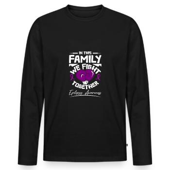 In this family we fight together - Männer Premium Bio Langarmshirt - Schwarz - Vorne - Nico (187cm)
