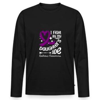 I fight by my daughter's side, epilepsy awareness - Männer Premium Bio Langarmshirt - Schwarz - Vorne - Nico (187cm)