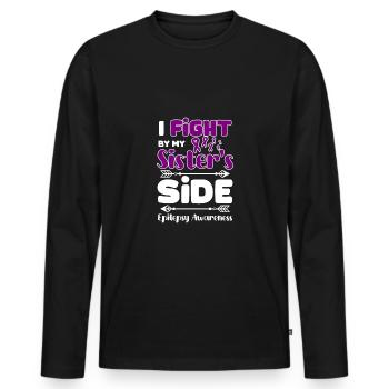 I fight by my sister's side, epilepsy awareness - Männer Premium Bio Langarmshirt - Schwarz - Vorne - Nico (187cm)