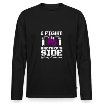 I fight by my brother's side, epilepsy awareness - Männer Premium Bio Langarmshirt - Schwarz - Vorne - Nico (187cm)