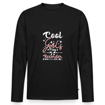 Des filles cool jouent à la flûte à bec - T-shirt manches longues Premium bio Homme - noir - Devant - Nico (187cm)