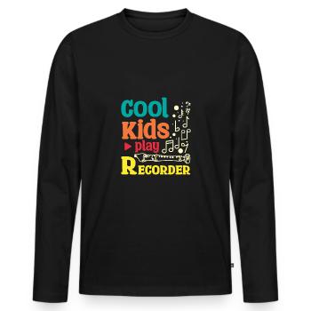 Pour les enfants Cool kids jouent à la flûte à bec - T-shirt manches longues Premium bio Homme - noir - Devant - Nico (187cm)