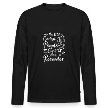 Les gens les plus cool de la planète jouent de la flûte à bec - T-shirt manches longues Premium bio Homme - noir - Devant - Nico (187cm)