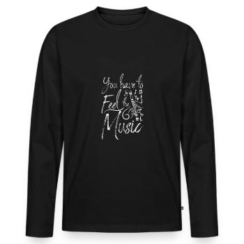 Jouez à l’enregistreur, vous devez ressentir la musique - T-shirt manches longues Premium bio Homme - noir - Devant - Nico (187cm)