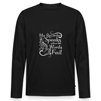 My recorder speaks when words fail - Men's Premium Organic Long Sleeve Shirt - black - Front - Nico (187cm)