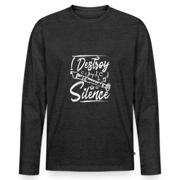 Je détruis l’enregistreur de lecture de silence - T-shirt manches longues Premium bio Homme - anthracite chiné - Devant - Nico (187cm)