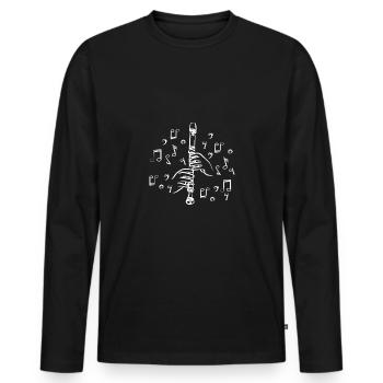 Flûte à bec dessinée peinte - T-shirt manches longues Premium bio Homme - noir - Devant - Nico (187cm)