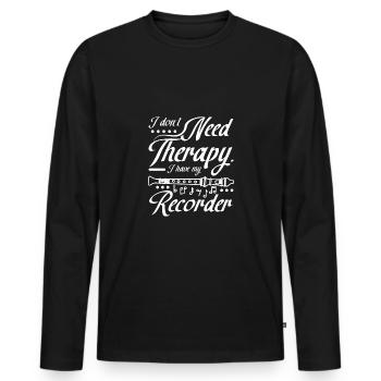 Je n’ai pas besoin de thérapie, j’ai mon enregistreur - T-shirt manches longues Premium bio Homme - noir - Devant - Nico (187cm)