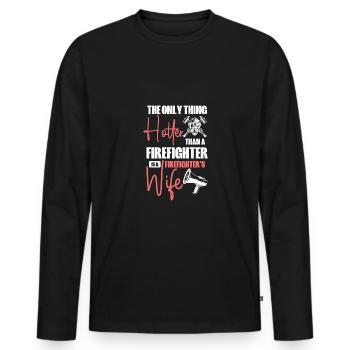 Hotter than a firefighter is a firefighter's wife - Men's Premium Organic Long Sleeve Shirt - black - Front - Nico (187cm)
