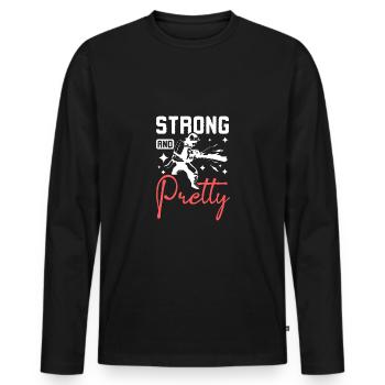Strong and pretty firewoman - Men's Premium Organic Long Sleeve Shirt - black - Front - Nico (187cm)