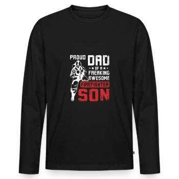Proud dad of an awesome firefighter son - Men's Premium Organic Long Sleeve Shirt - black - Front - Nico (187cm)