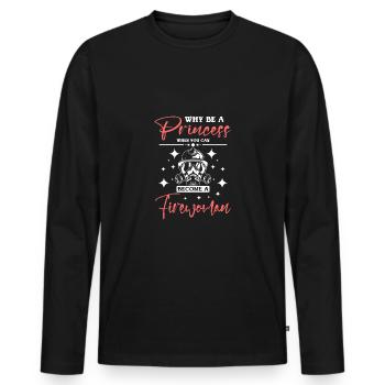 Why be a princess when can become a firewoman - Men's Premium Organic Long Sleeve Shirt - black - Front - Nico (187cm)