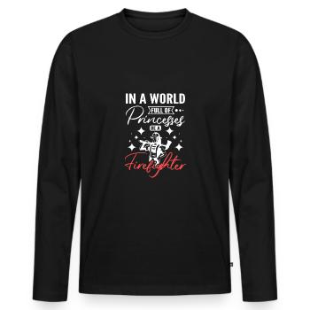 In a world full of princesses be a firefighter - Men's Premium Organic Long Sleeve Shirt - black - Front - Nico (187cm)