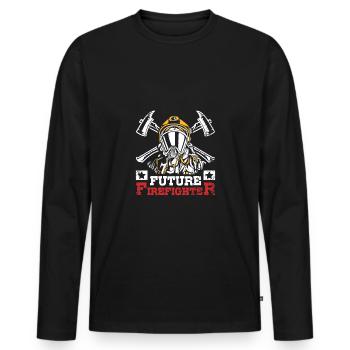 Future firefighter - Men's Premium Organic Long Sleeve Shirt - black - Front - Nico (187cm)