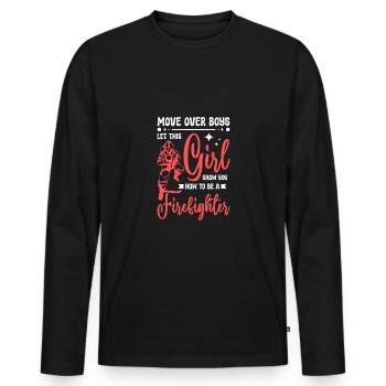 Let this girl show you how to be a firefighter - Men's Premium Organic Long Sleeve Shirt - black - Front - Nico (187cm)