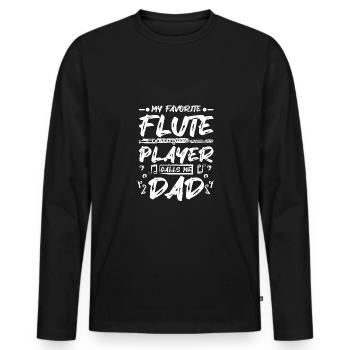 Fête des pères Mon joueur de flûte préféré m’appelle papa - T-shirt manches longues Premium bio Homme - noir - Devant - Nico (187cm)