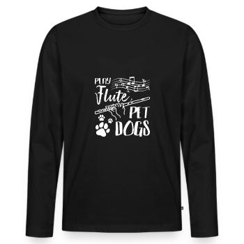 Propriétaire de chien, jouer à la flûte des chiens de compagnie - T-shirt manches longues Premium bio Homme - noir - Devant - Nico (187cm)