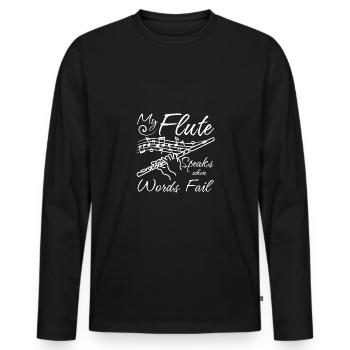 My flute speaks when words fail - Men's Premium Organic Long Sleeve Shirt - black - Front - Nico (187cm)