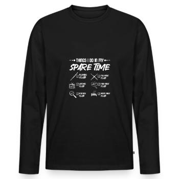 Ce que je fais pendant mon temps libre, jouer de la flûte - T-shirt manches longues Premium bio Homme - noir - Devant - Nico (187cm)