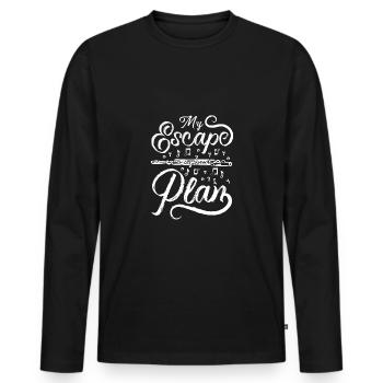 My escape plan, playing flute - Men's Premium Organic Long Sleeve Shirt - black - Front - Nico (187cm)