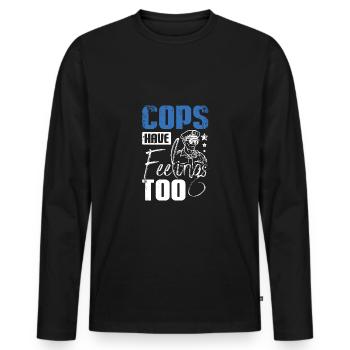 Cops have feelings too - Männer Premium Bio Langarmshirt - Schwarz - Vorne - Nico (187cm)