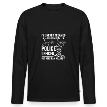 Policier super sexy - T-shirt manches longues Premium bio Homme - noir - Devant - Nico (187cm)